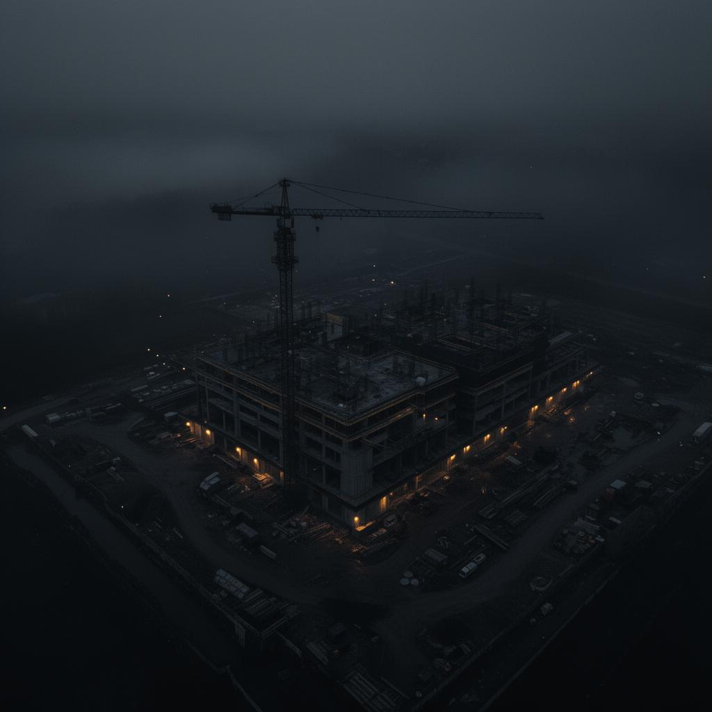 Construction site at dusk